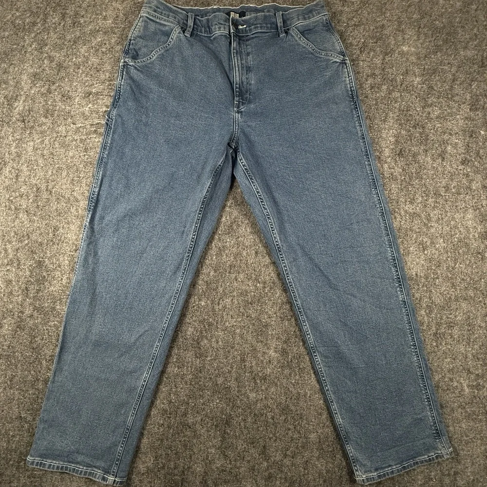 Uniqlo Denim Work Pants XL 36-39 Light Wash Stretch Carpenter Utility Jeans
